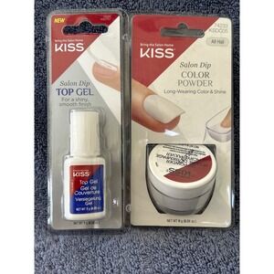 Kiss Salon Dip Top Gel + Color Powder Long-Lasting Shiny Smooth Finish